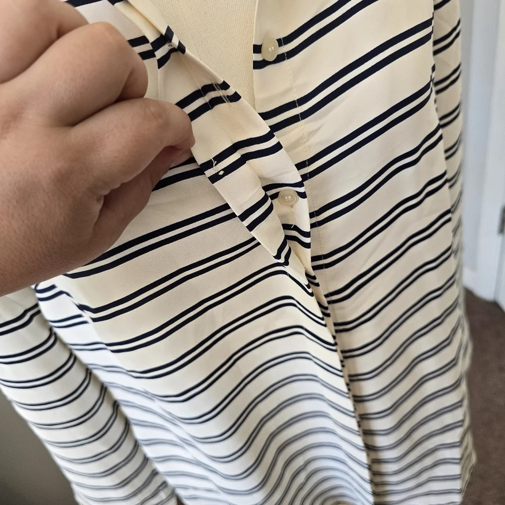 Talbots | Medium | Navy & White Striped Button Down - Picture 3 of 10